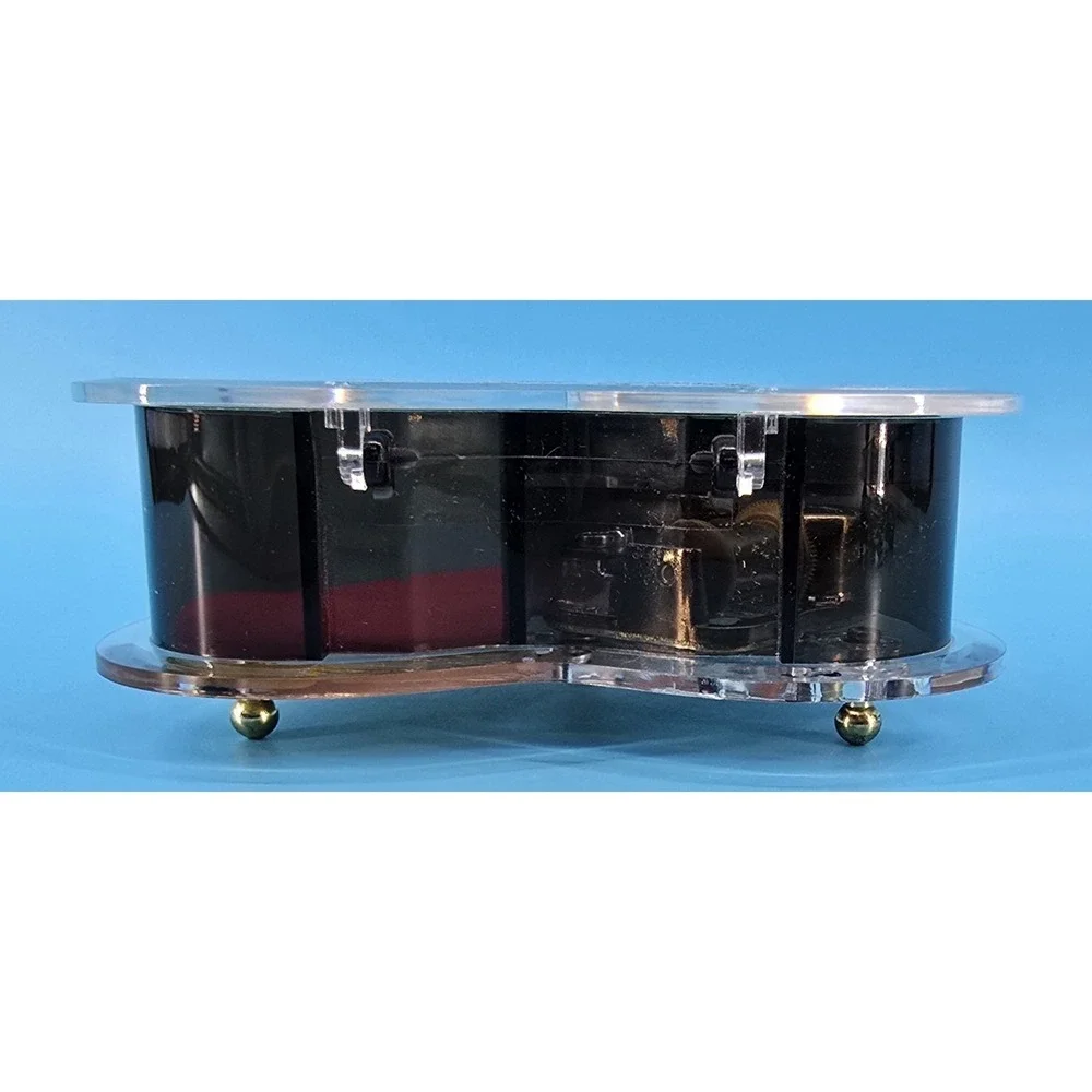 Vintage Lucite Heart Shaped Musical Jewelry Box Plays 
